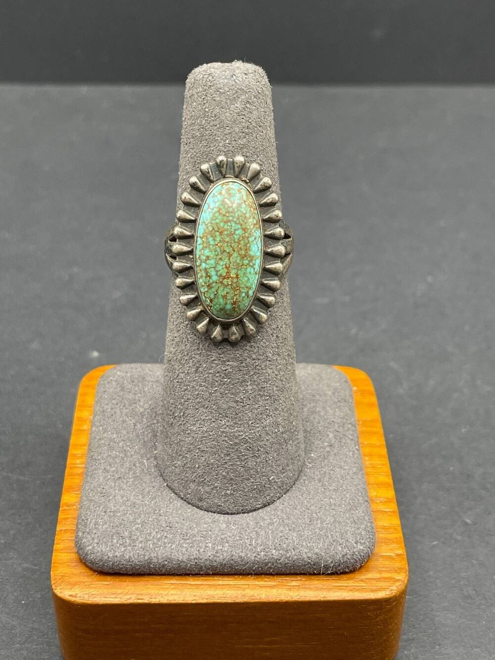 Vintage Sterling Silver 925 Turquoise Statement Ring Size 8 Southwestern Style